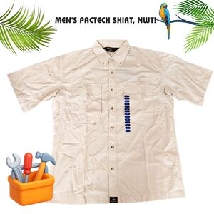 NWT PACTECH Performance Men's Light Tan Button Down Shirt